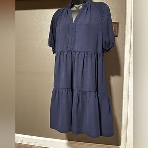 CeCe women’s dress navy blue. V neck. Short sleeve. Pre owned, like new